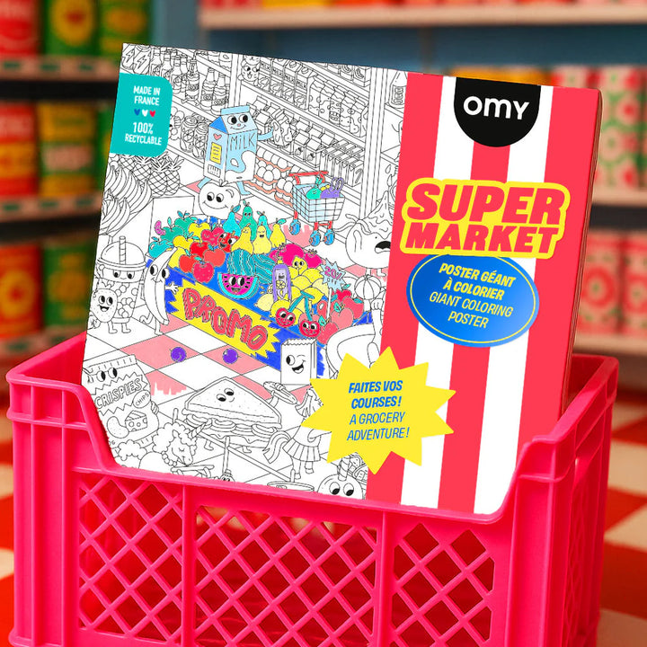 Affiche géante à colorier supermarché