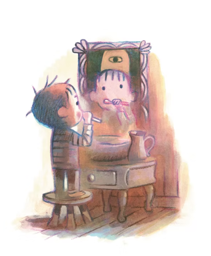 Illustration du Livre jeunesse Aggie et le fantôme de Matthew Forsythe