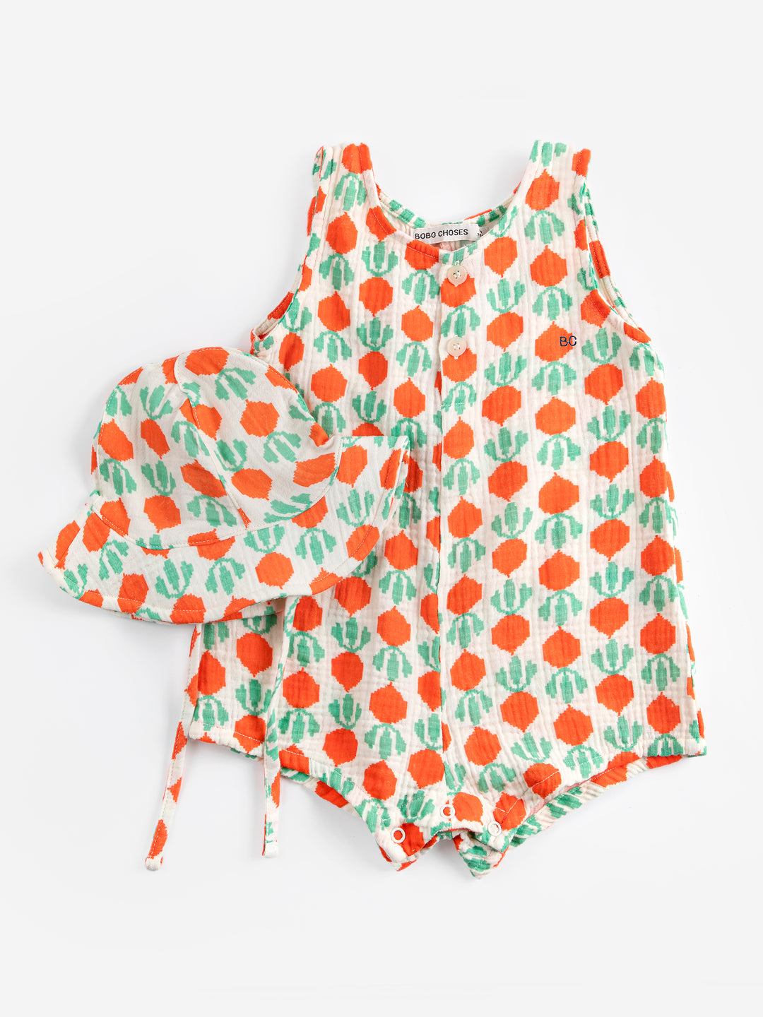 Ensemble cadeau de naissance Bobo Choses en coton blanc avec imprimé radis oranges