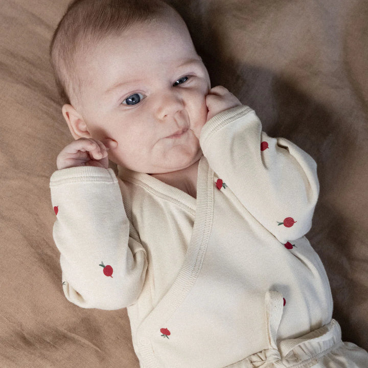 Bébé avec Body Kimono manches longues Nature Baby en coton naturel avec imprimé radis