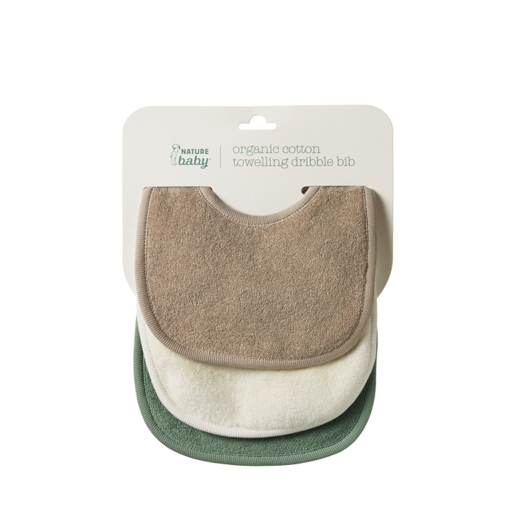 Bavoirs en coton Naturel, Nougat et vert