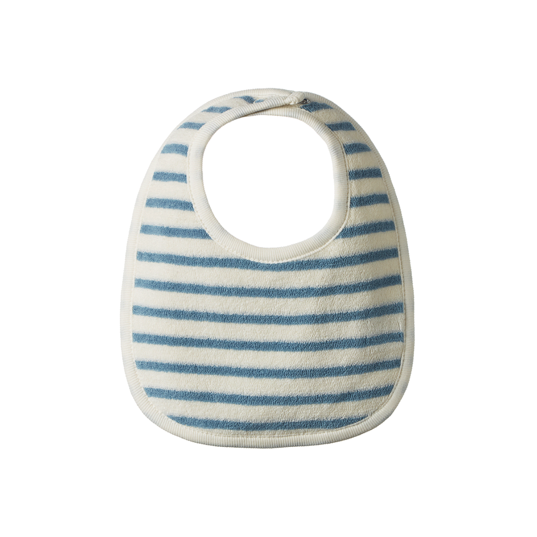 Bavoir en coton rayé bleu 