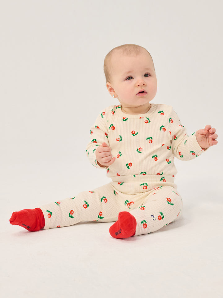 Bébé avec Body Bobo Choses en coton blanc avec imprimé fleurs