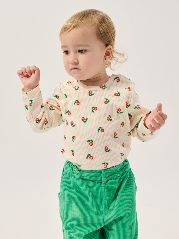 Bébé avec Body Bobo Choses en coton blanc avec imprimé fleurs