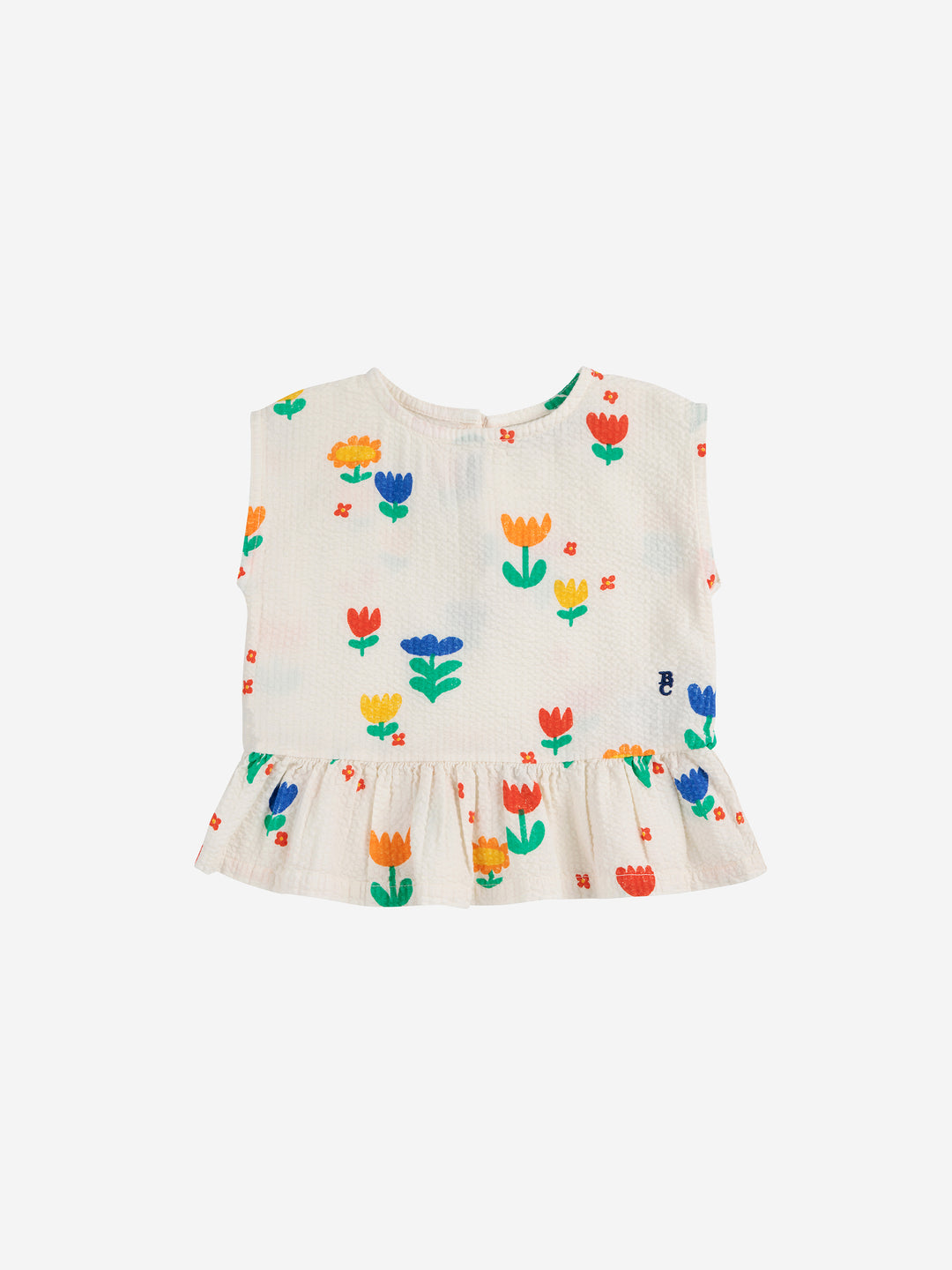 Blouse pour bébé en coton écru avec imprimé fleurs