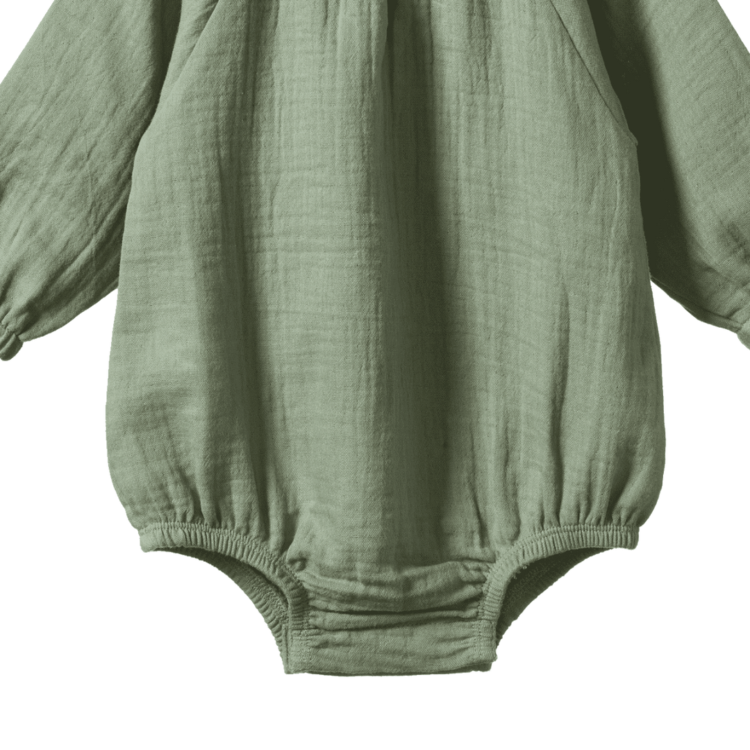 Detail de Body en mousseline de coton vert 