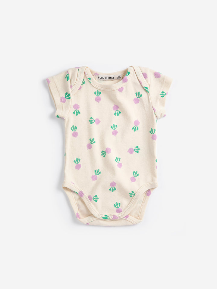 Body Bobo Choses en coton crème avec imprimé betteraves