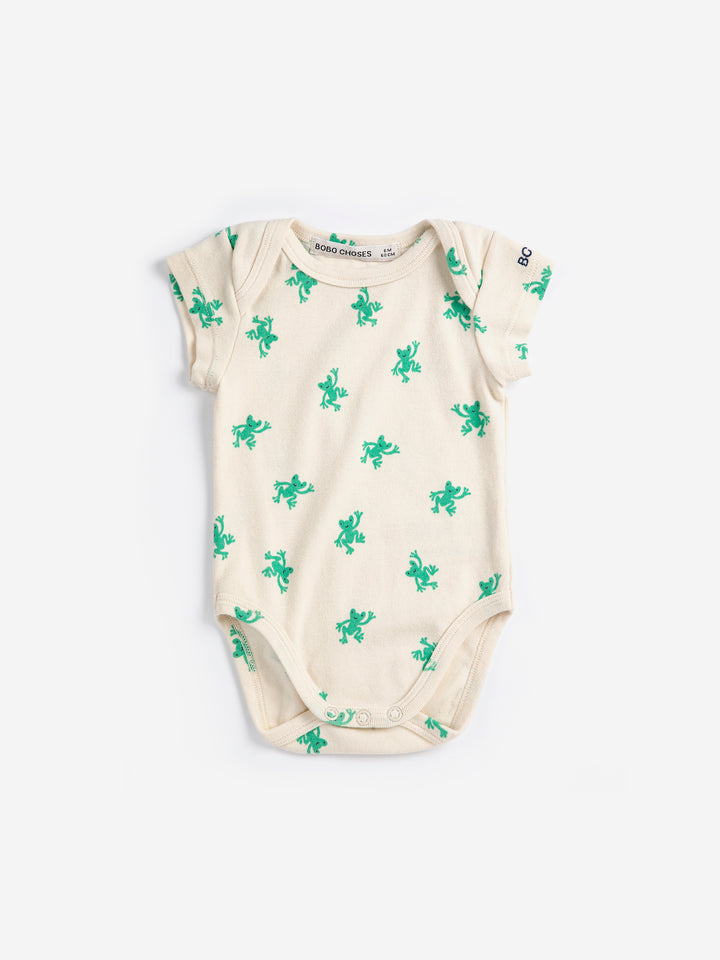 Body Bobo Choses en coton crème avec imprimé grenouilles vertes
