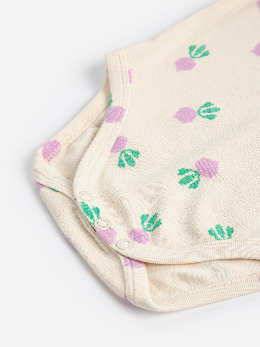 Détail de Body Bobo Choses en coton crème avec imprimé betteraves