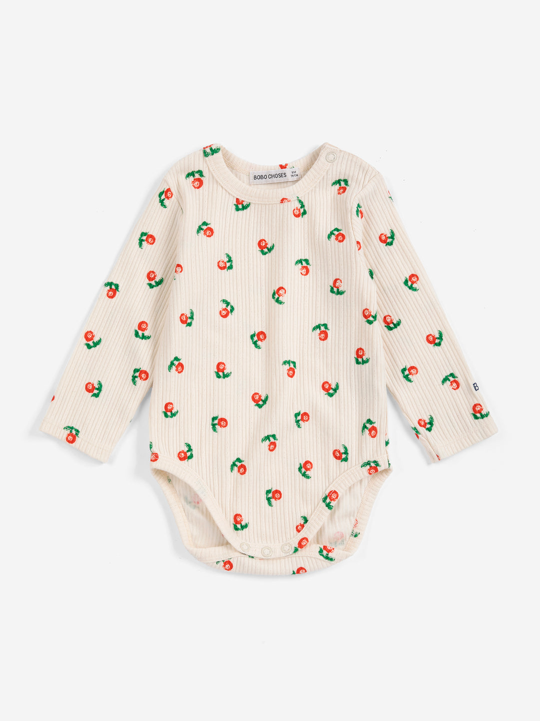 Body Bobo Choses en coton blanc avec imprimé fleurs