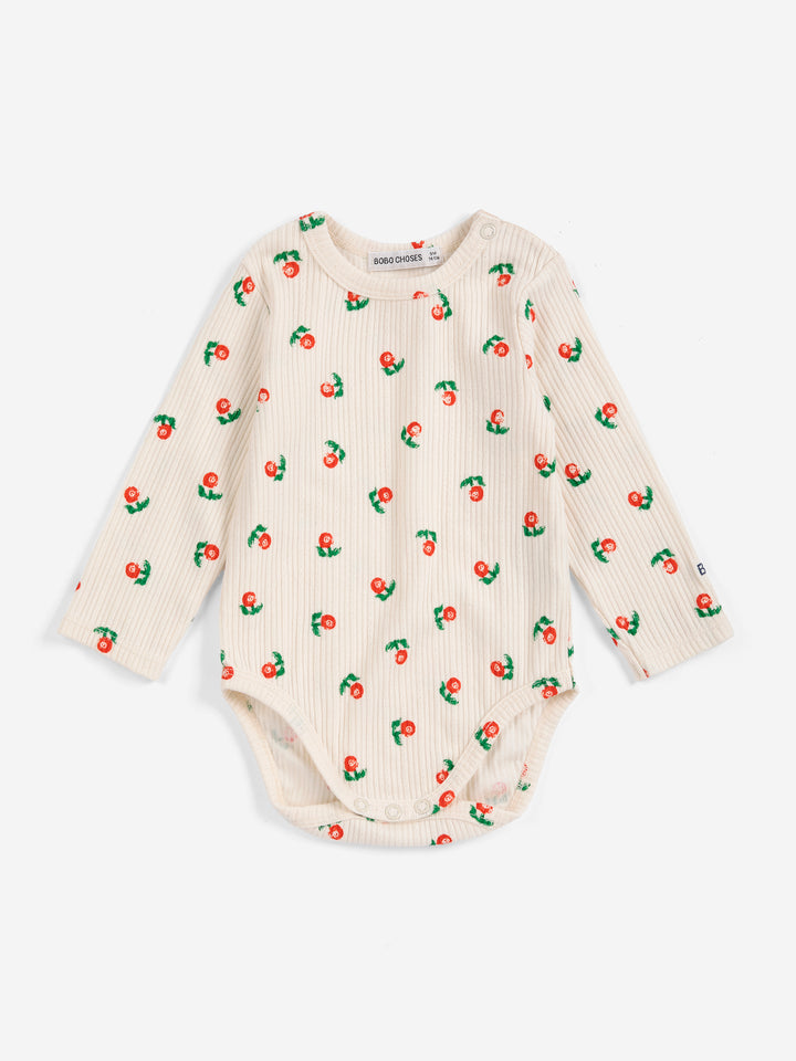 Body Bobo Choses en coton blanc avec imprimé fleurs