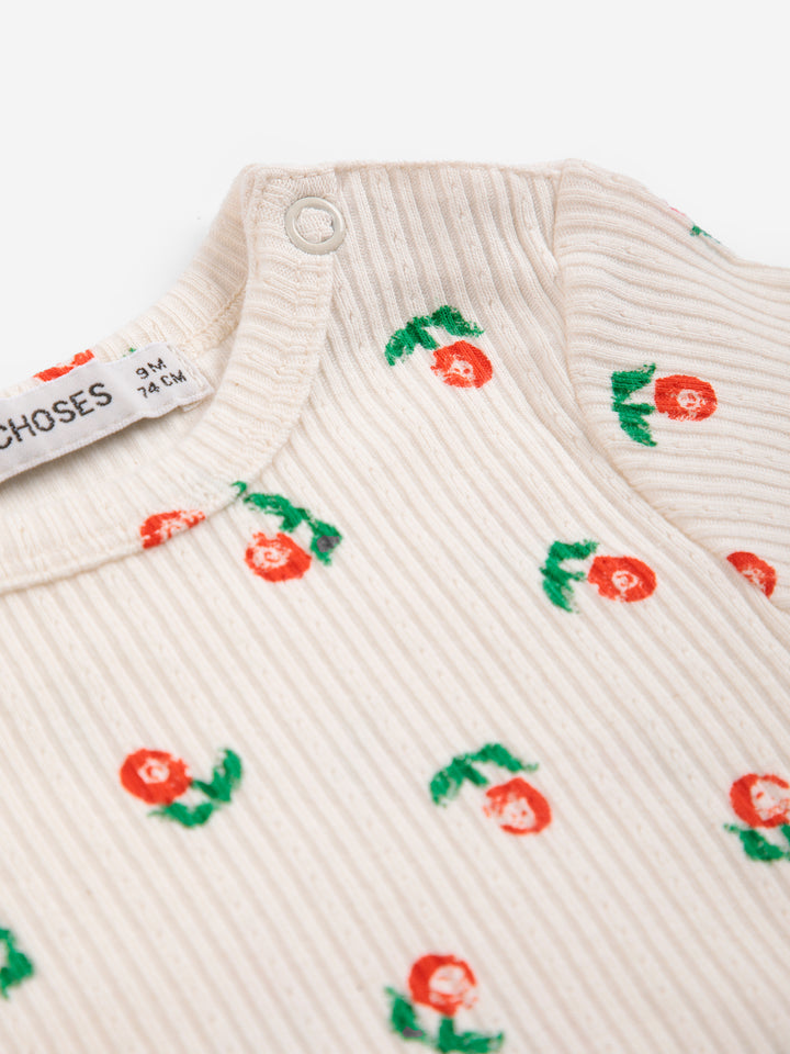 Body Bobo Choses en coton blanc avec imprimé fleurs