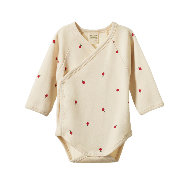 Body Kimono manches longues Nature Baby en coton naturel avec imprimé radis
