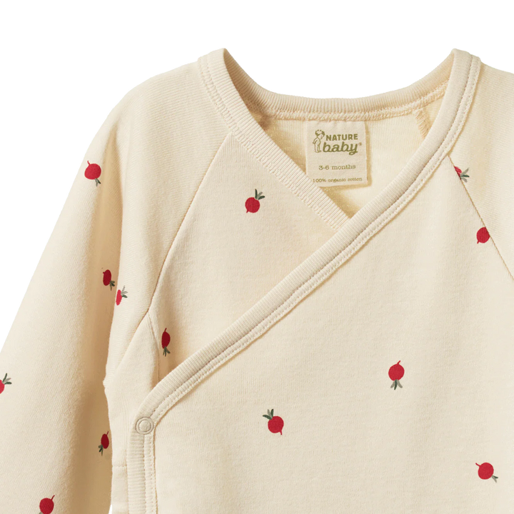 Body Kimono manches longues Nature Baby en coton naturel avec imprimé radis