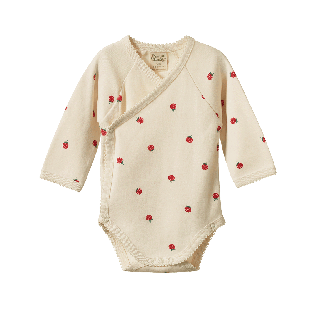 Body d’Ensemble cadeau de naissance Nature Baby en coton naturel avec imprimé framboise