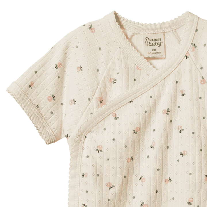 Body kimono pointelle manches courtes