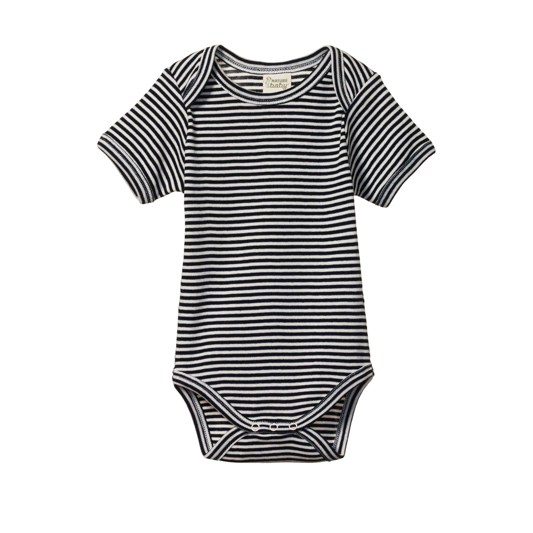 Body manches courtes Nature Baby en coton rayé marine