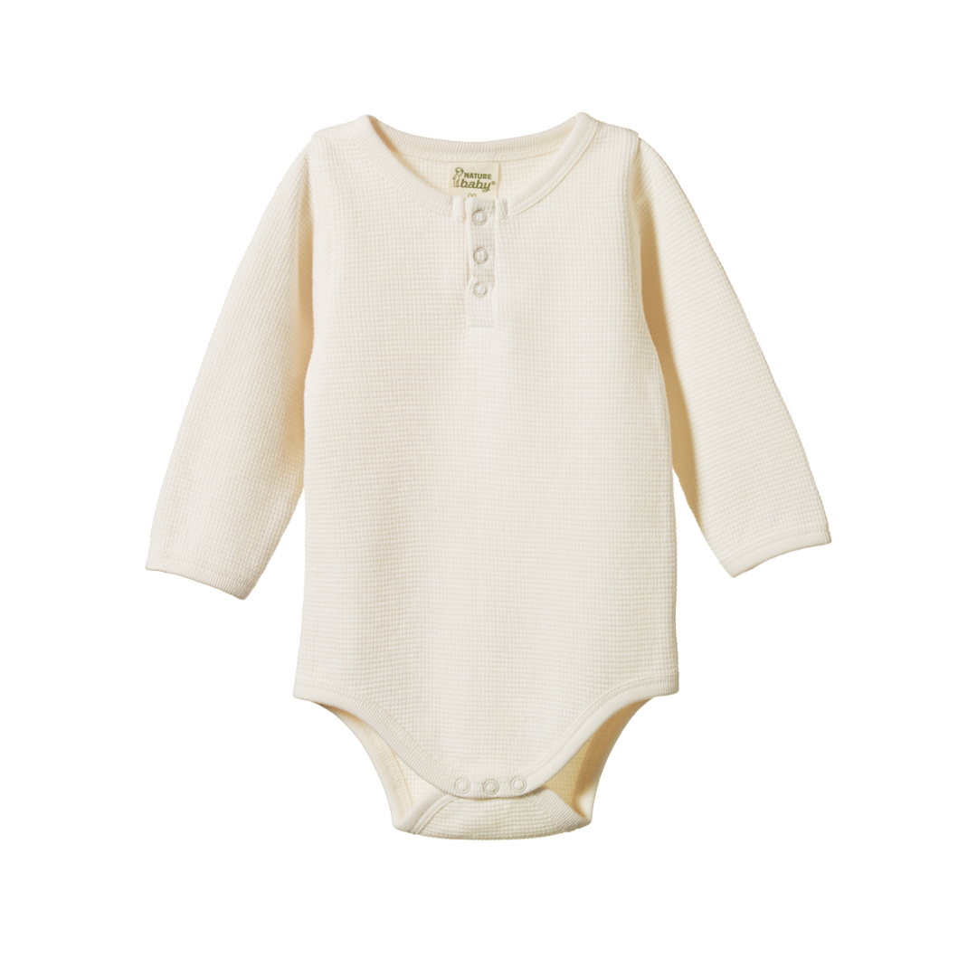 Body manches longues en coton gaufré naturel