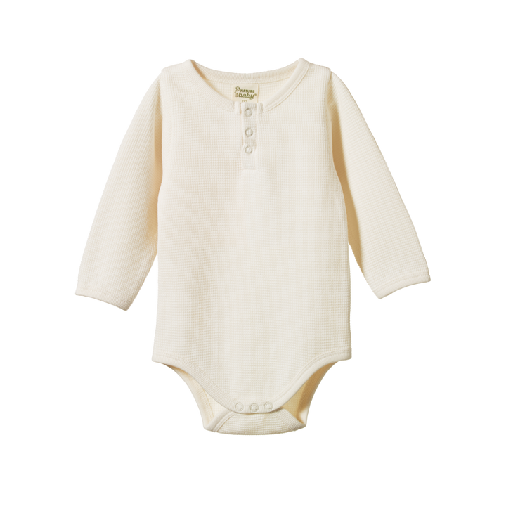 Body manches longues en coton gaufré naturel