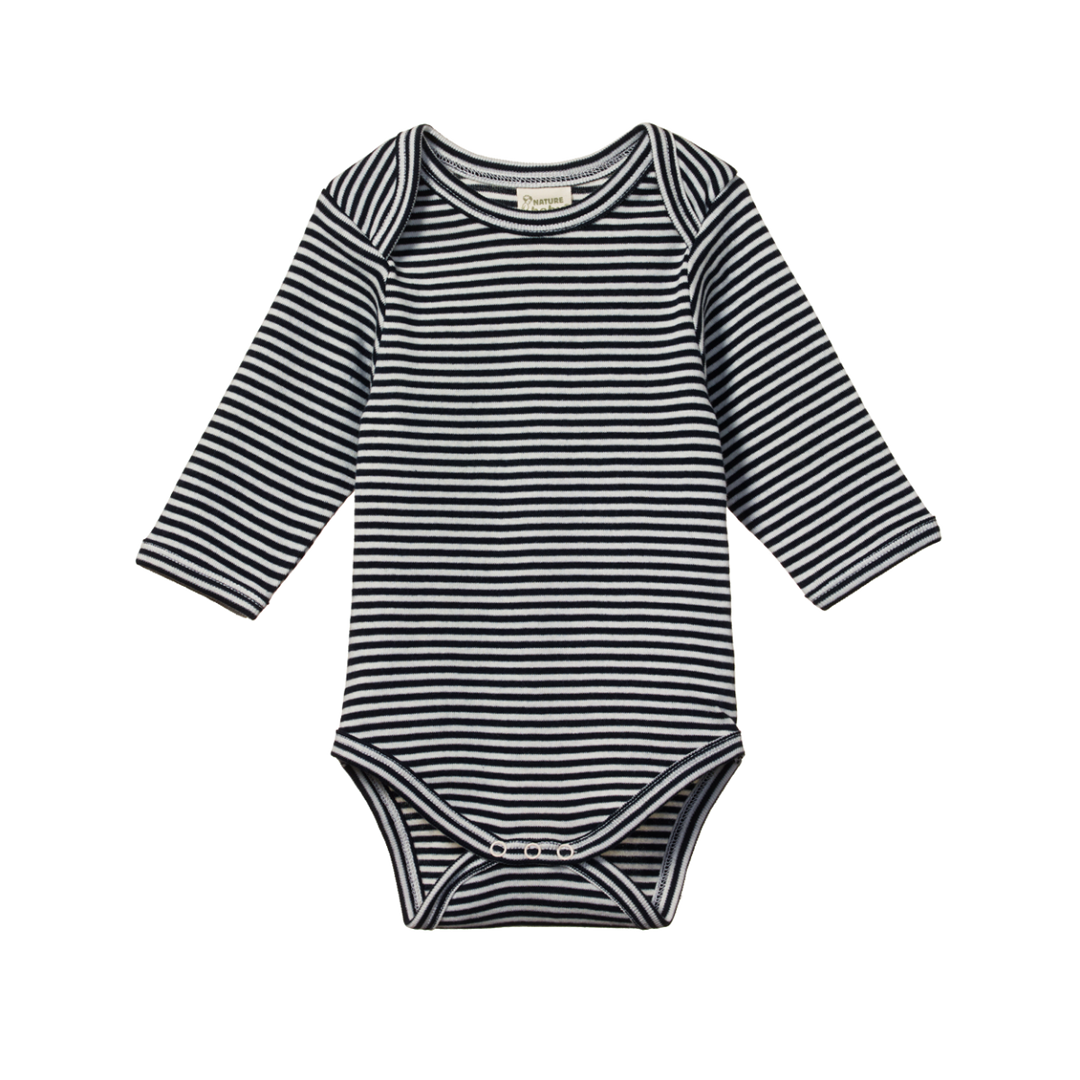 Body manches longues en coton rayé bleu marin