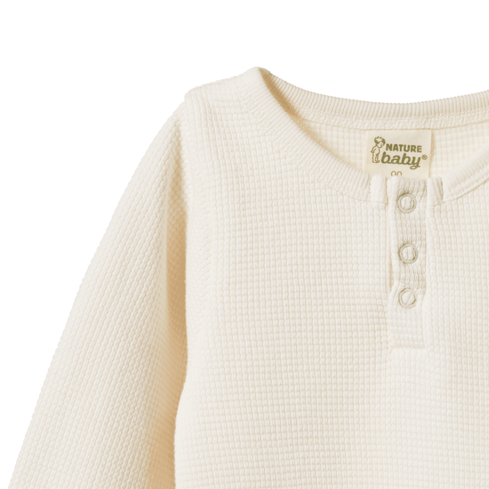 Body manches longues en coton gaufré naturel