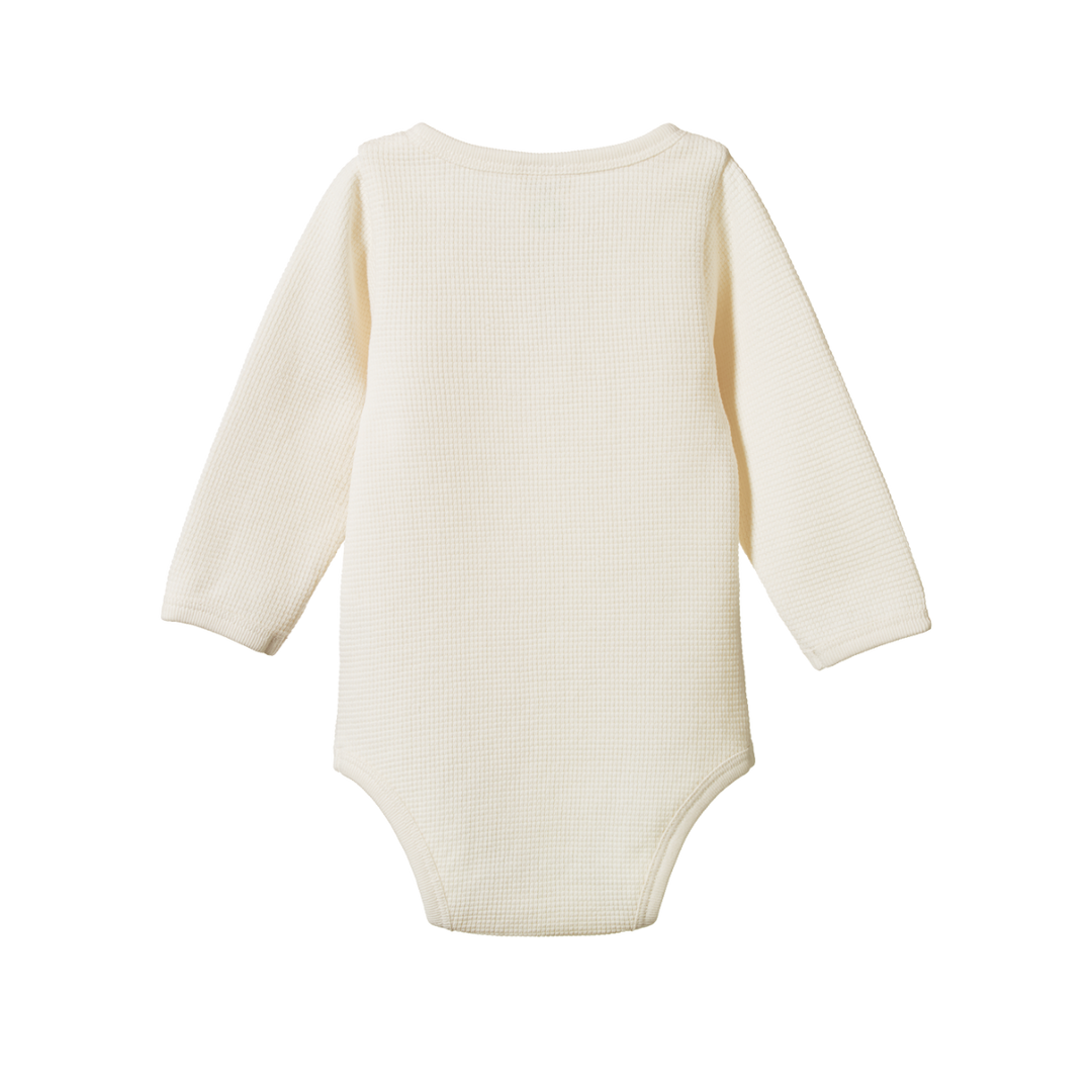 Body manches longues en coton gaufré naturel