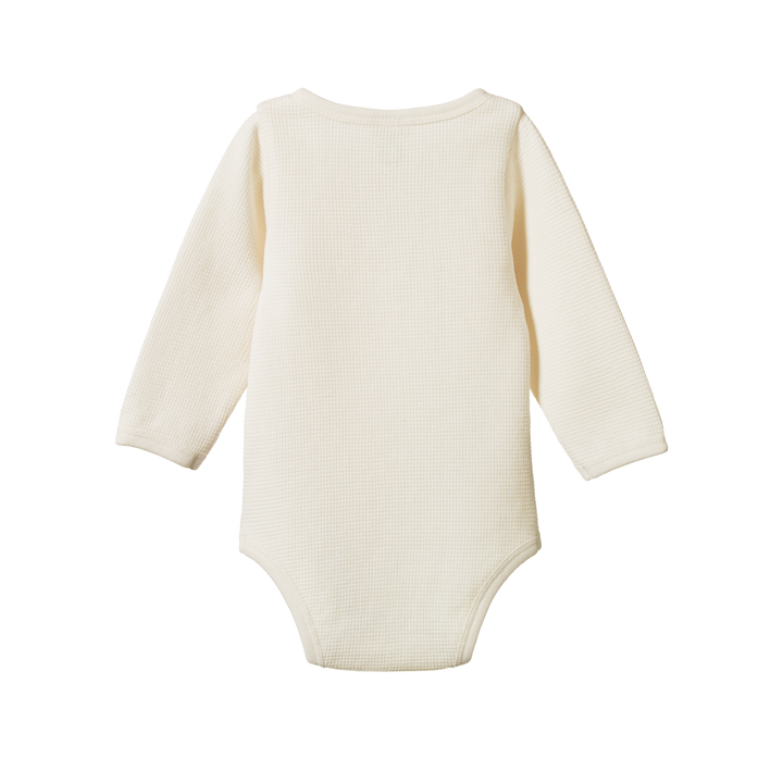 Body manches longues en coton gaufré naturel