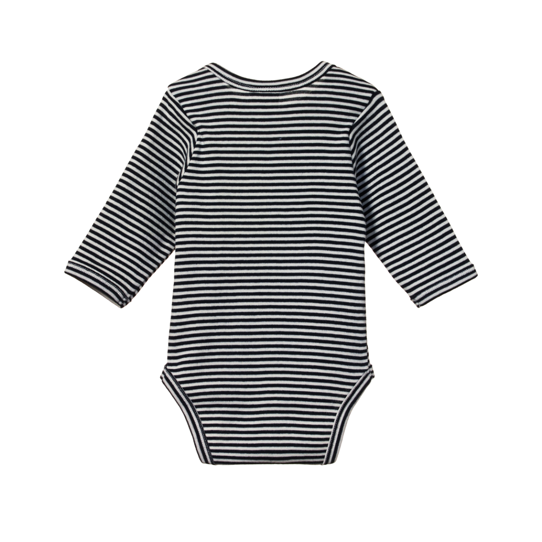 Body manches longues en coton rayé bleu marin