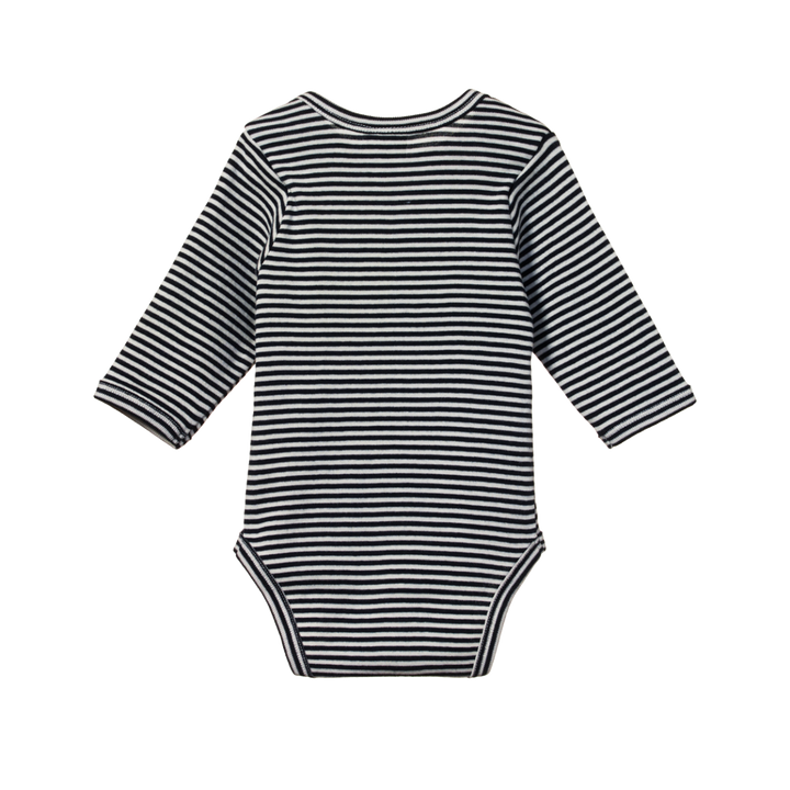 Body manches longues en coton rayé bleu marin