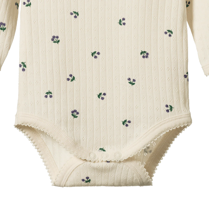 Body manches longues pointelle Nature Baby en coton naturel avec imprimé baies