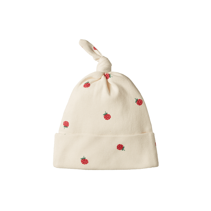 Bonnet d’Ensemble cadeau de naissance Nature Baby en coton naturel avec imprimé framboise
