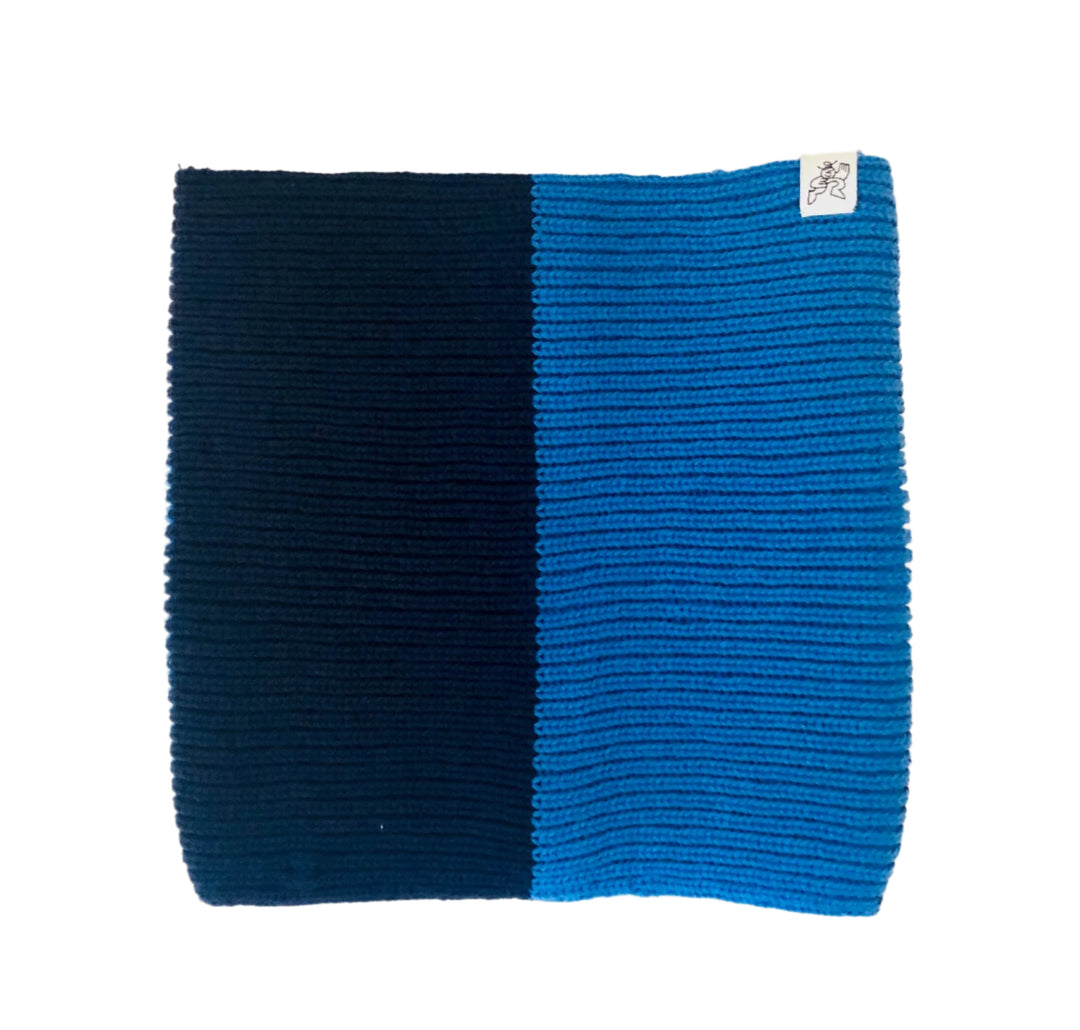 Cache-cou Tube tricoté bleu et marine