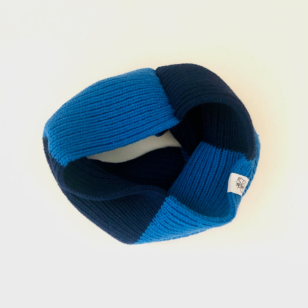 Cache-cou Tube tricoté bleu et marine