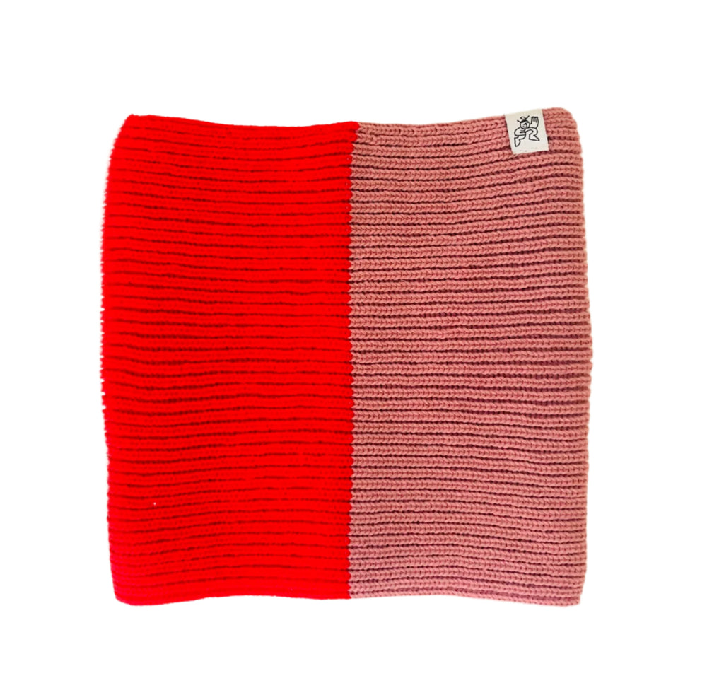 Cache-cou Tube tricoté rose et rouge