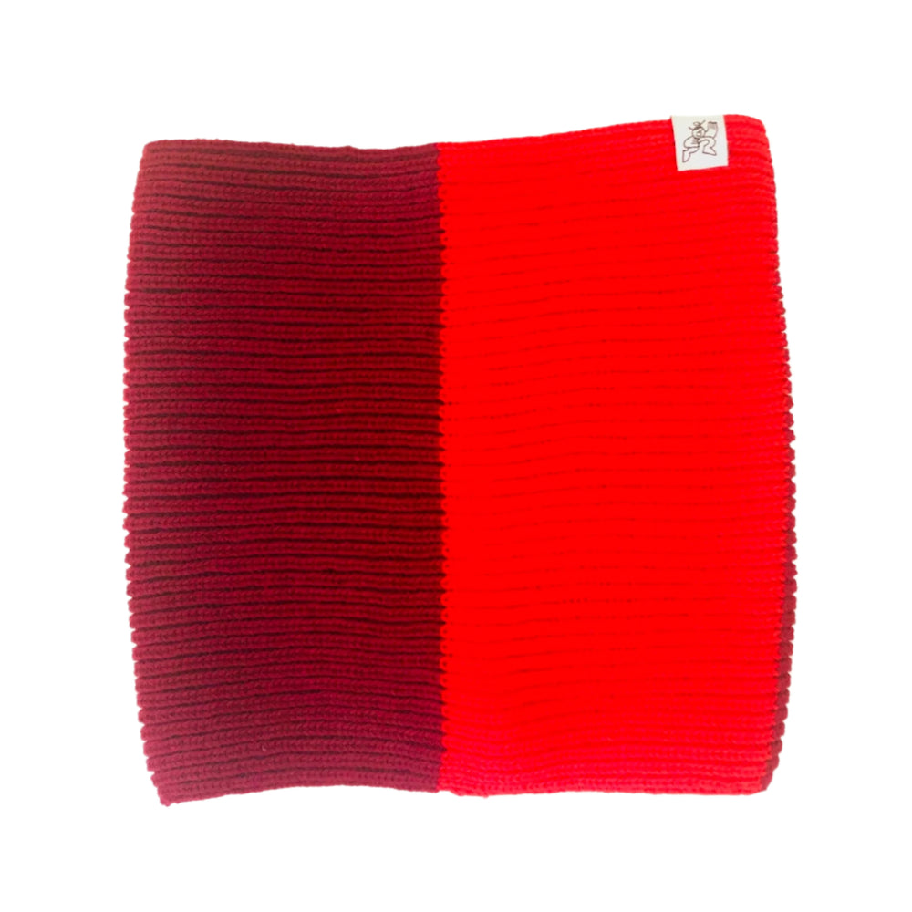 Cache-cou Tube tricoté rouge et framboise