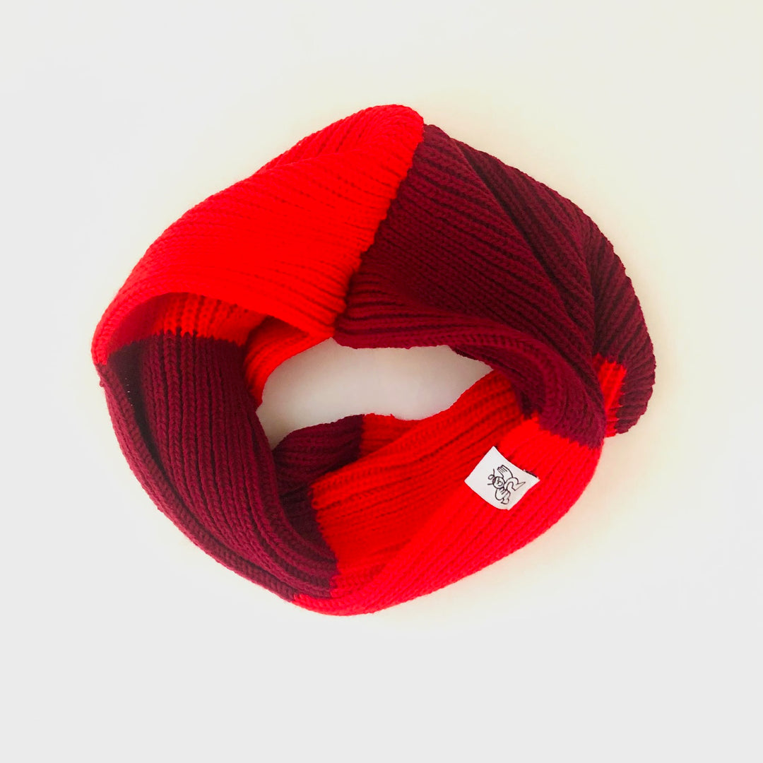 Cache-cou Tube tricoté rouge et framboise