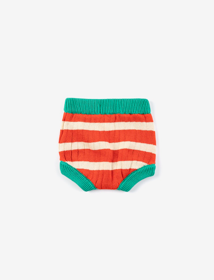 Cache-couche tricoté Bobo Choses en coton rayé rouge, blanc et vert