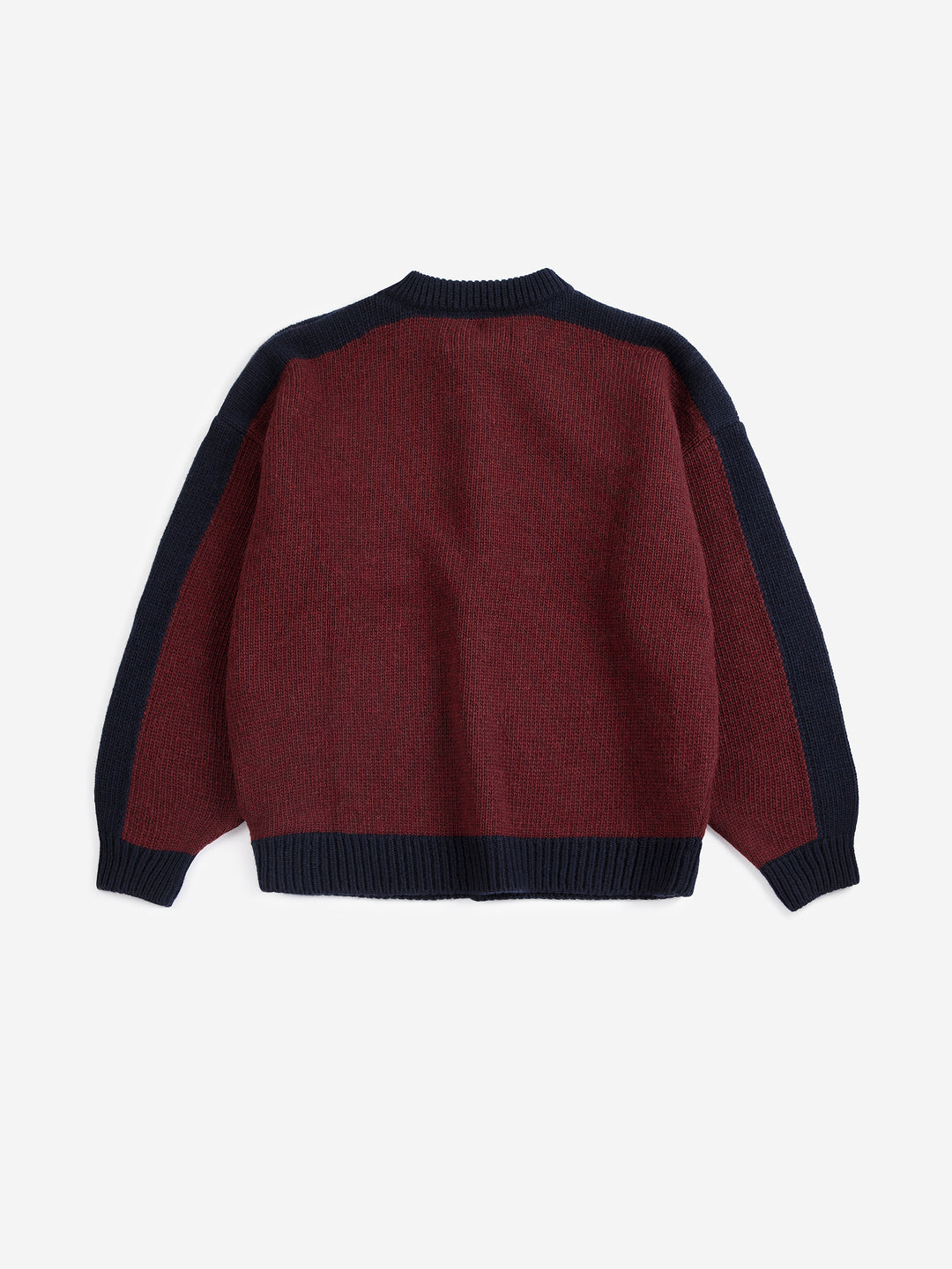 Cardigan Bobo Choses bourgogne et bleu avec motif fôret