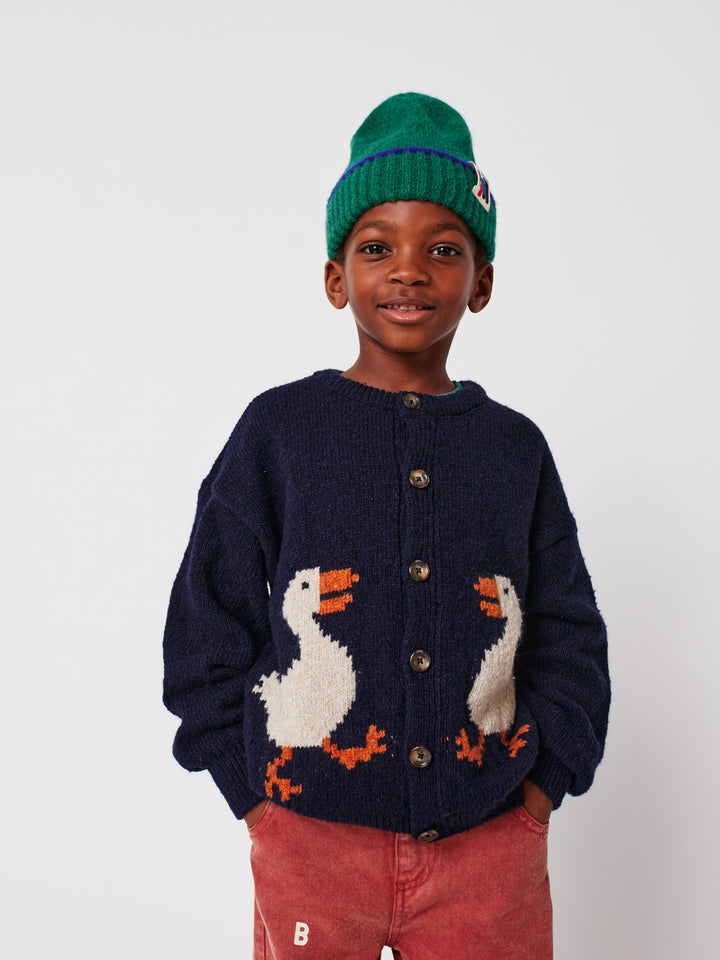 Garçon avec Cardigan bleu Bobo Choses avec des ocas sur le devant