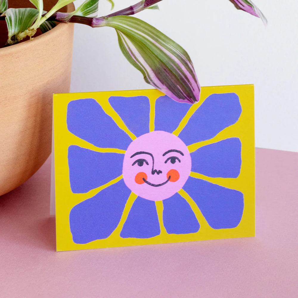 Carte de souhaits illustré fleur mauve 