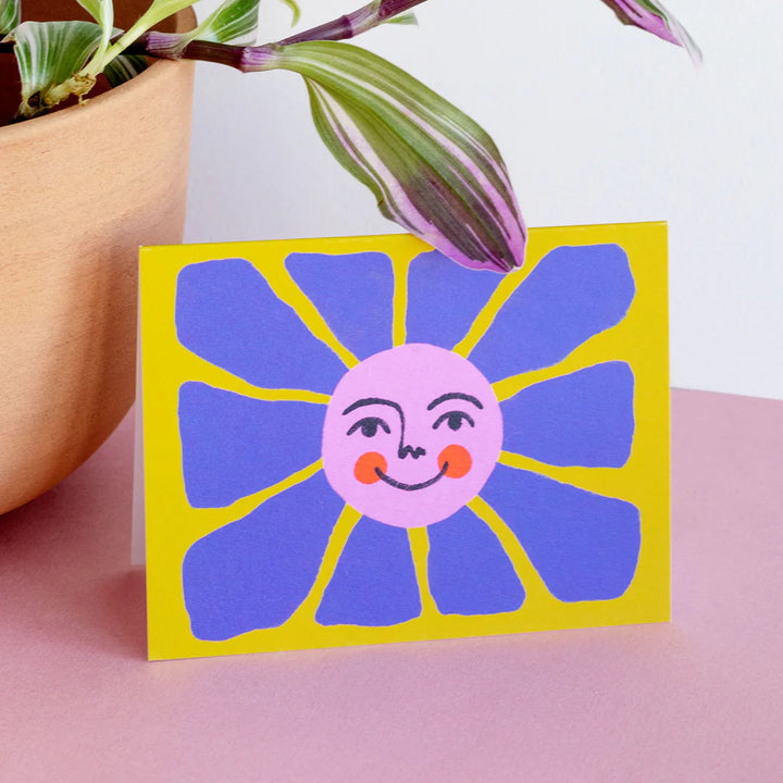 Carte de souhaits illustré fleur mauve 