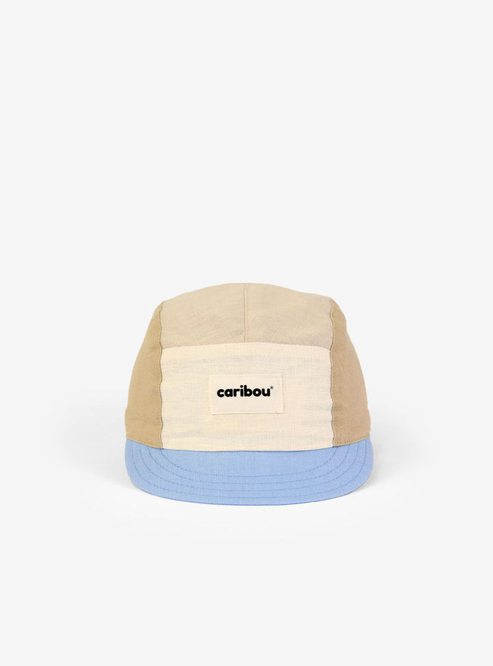 Casquette en lin Caribou beige, sable et bleu