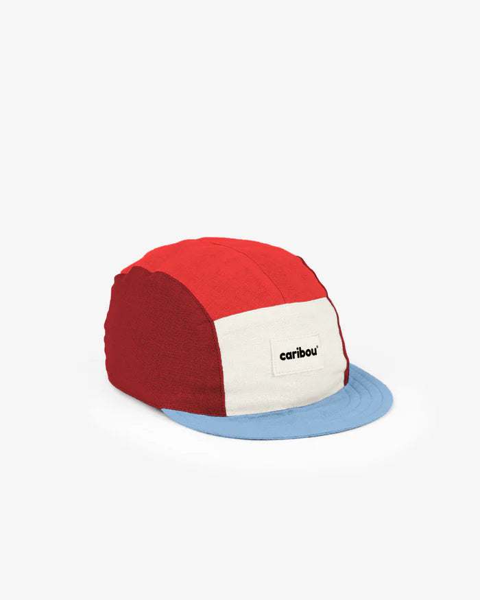 Casquette en lin Caribou rouge, beige, bleu