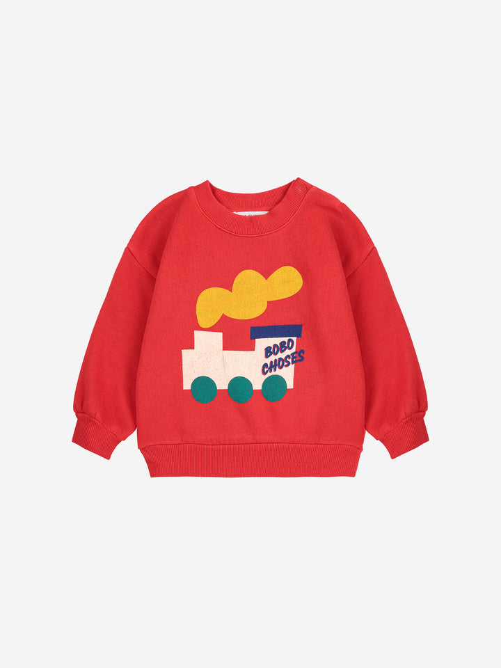 Chandail Bobo Choses coton ouaté rouge avec imprimé choo choo train