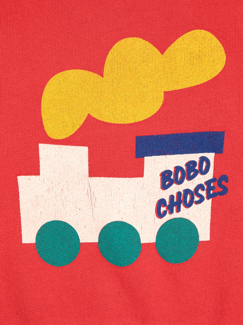 Détail de Chandail Bobo Choses coton ouaté rouge avec imprimé choo choo train