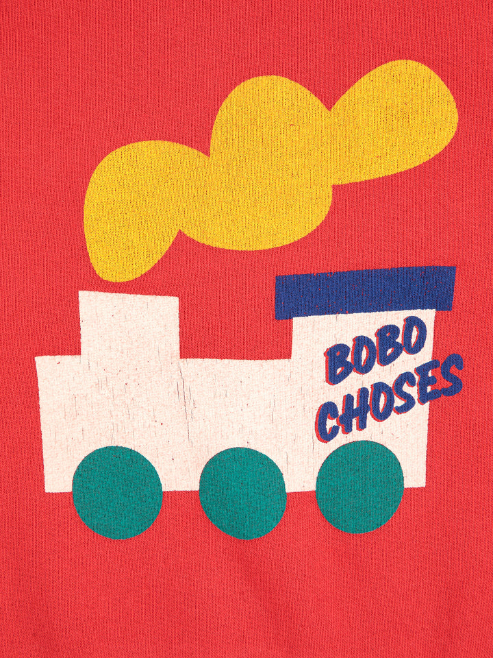 Détail de Chandail Bobo Choses coton ouaté rouge avec imprimé choo choo train
