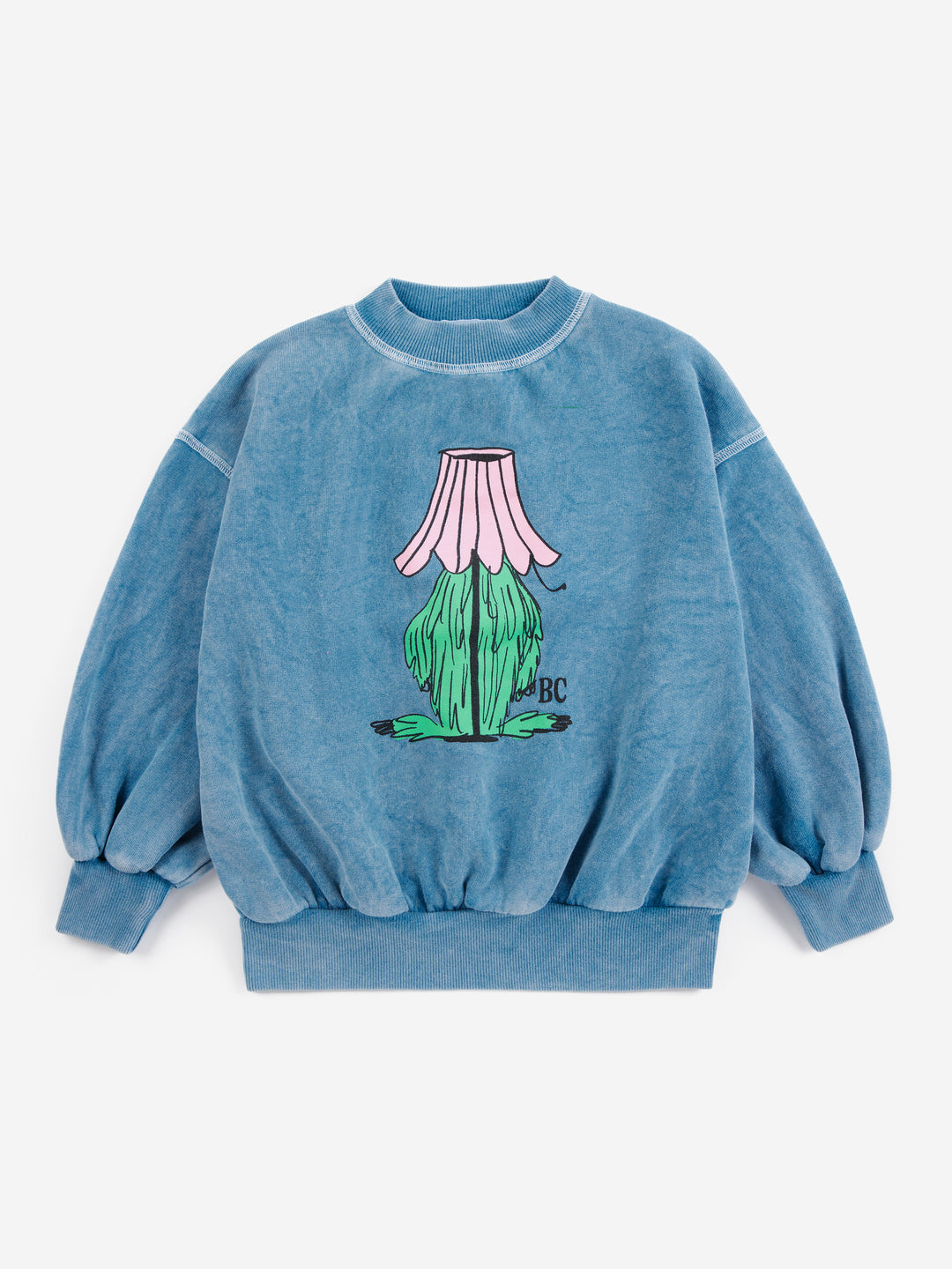 Chandail Bobo Choses bleu avec monstre vert caché dans une lampe