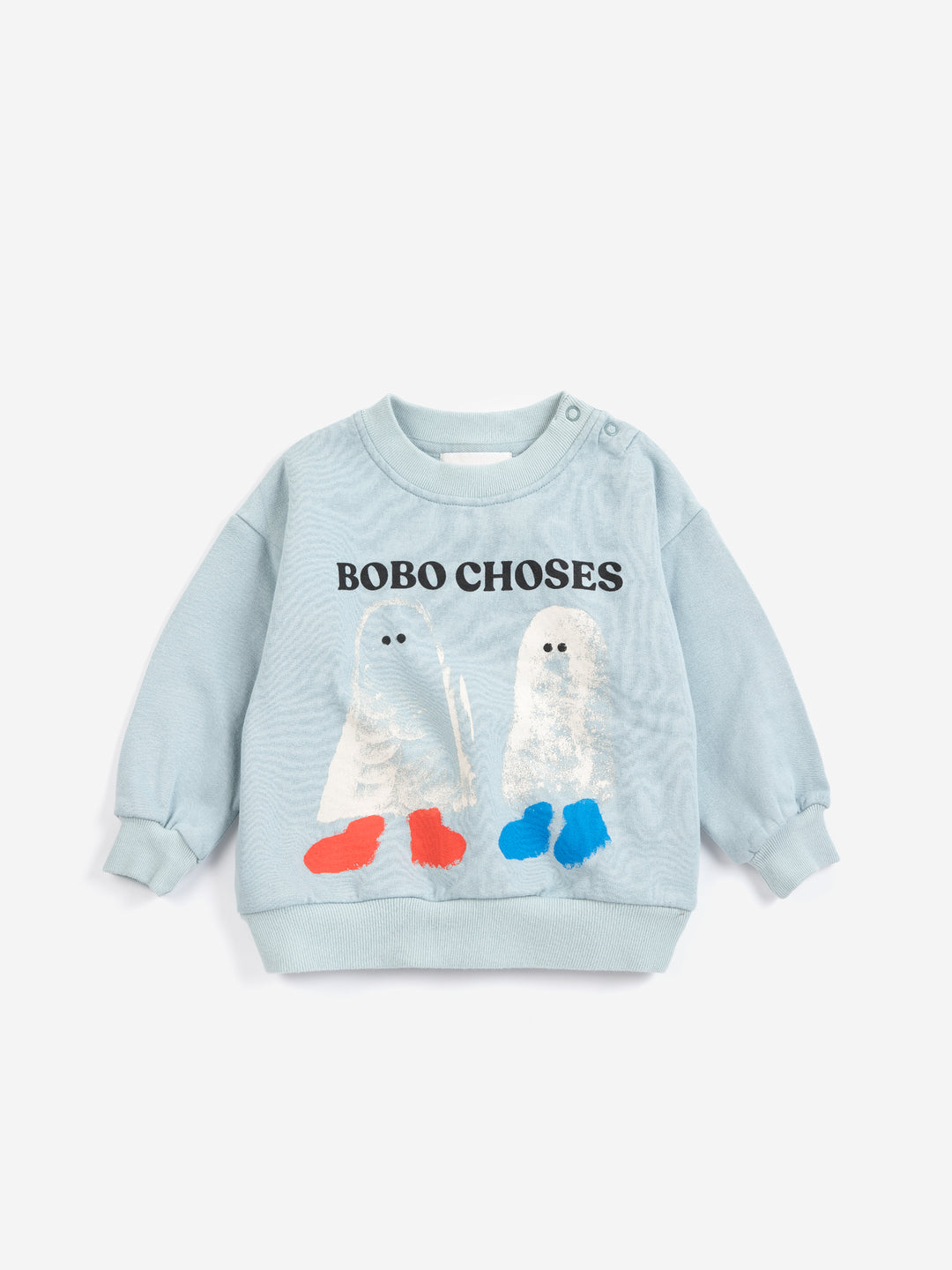 Chandail Bobo Choses en coton ouaté bleu avec imprimé fantômes 