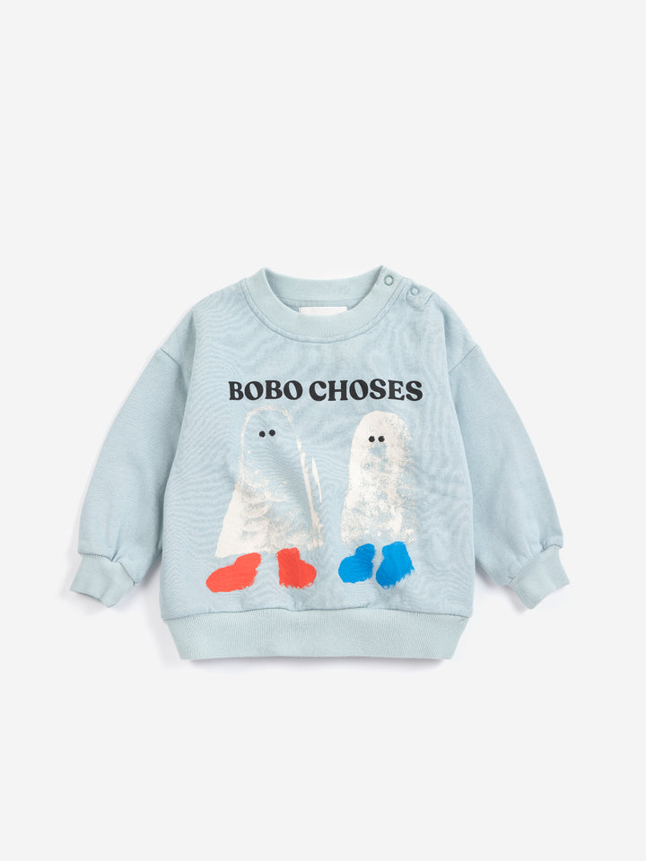 Chandail Bobo Choses en coton ouaté bleu avec imprimé fantômes 