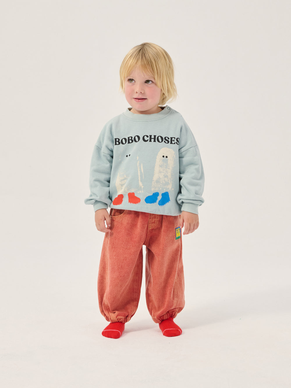Bébé avec Chandail Bobo Choses en coton ouaté bleu avec imprimé fantômes 